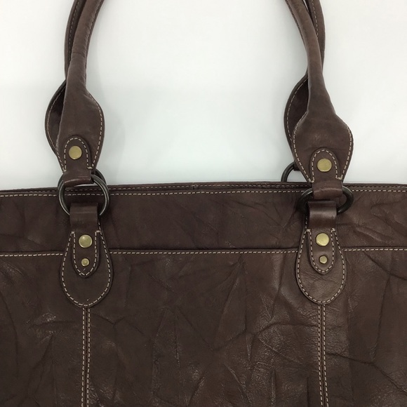J Jill Brown Textured Embossed Leather Tote - Picture 3 of 16